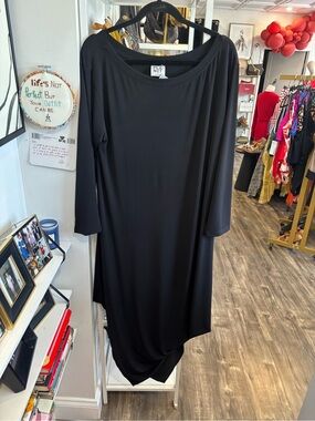 Planet by Lauren G Womens Black Long-Sleeve asymmetrical Dress
